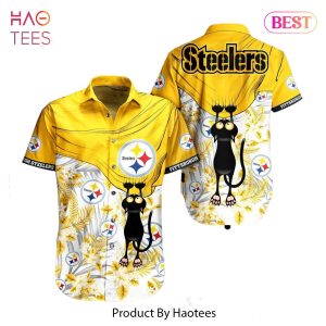 Pittsburgh Steelers NFL Hawaiian Shirt Black Cat Graphic 3D Printed Hawaii Shirt Short Fan Ever