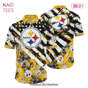 Pittsburgh Steelers NFL Hawaiian Shirt Floral Print American Flag Beach Shirt Short Style Summer