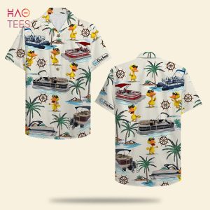 Pontoon Boat & Duck Pattern Hawaiian Shirt –