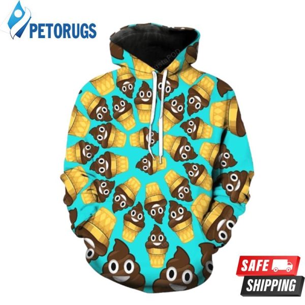 Poop Emoji Ice Cream Cone 3D Hoodie