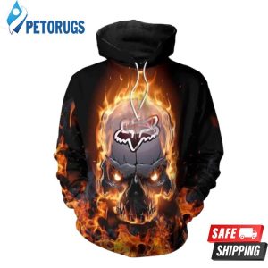 Racing Fox Skull On Fire 3D Hoodie