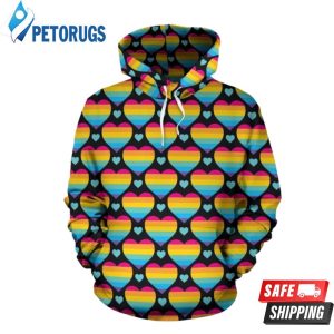 Rainbow Heart Pattern 3D Hoodie