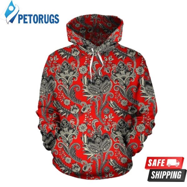 Red Paisley Pattern 3D Hoodie