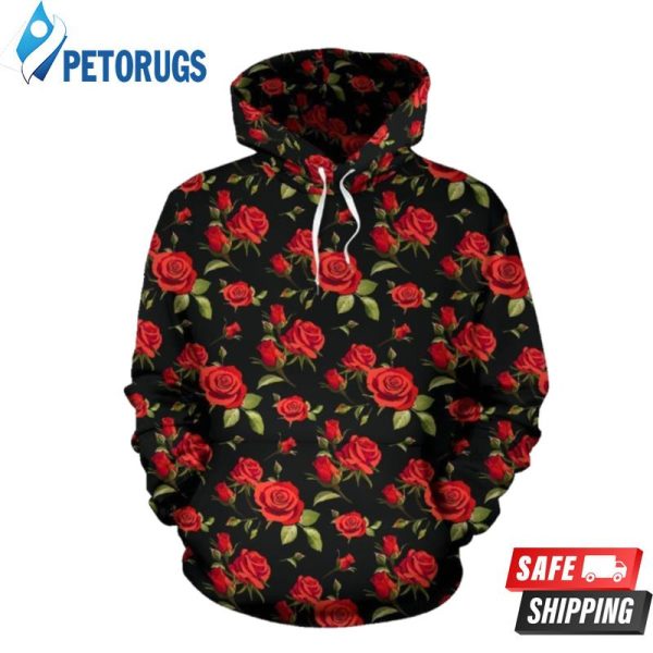 Red Rose Themed 3D Hoodie