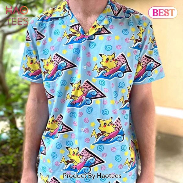 Retro 90S Pikachu Hawaiian Shirt Pokemon Anime Shirt for Men Women