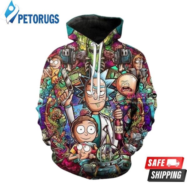 Rick And Morty All In One Multicolor 3D Hoodie