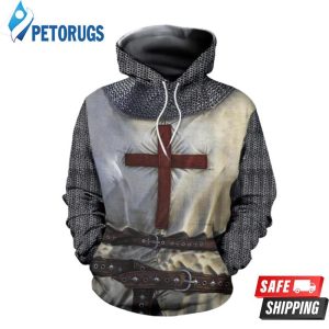 S Medieval Armor Knights Templar Retro Crusader Cross Tops 3D Hoodie