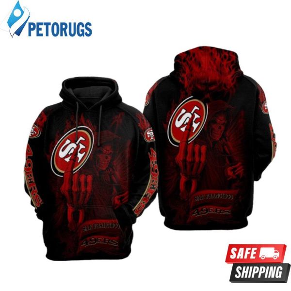 San Francisco 49Ers Nfl Football Skull Smoke Red San Francisco 49Ers 3D Hoodie