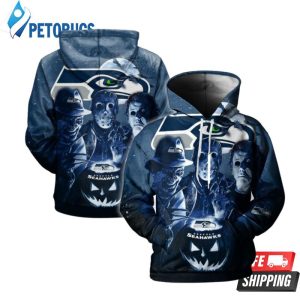 Seattle Seahawks Nfl Horror Movie Characters Halloween 3D Hoodie