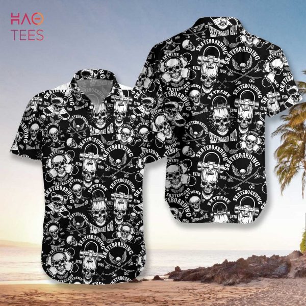 Skateboard Emblems In Monochrome Style Hawaiian Shirt