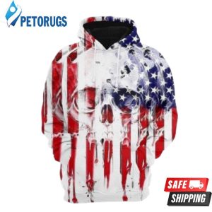 Skull Usa Flag Pattern 3D Hoodie