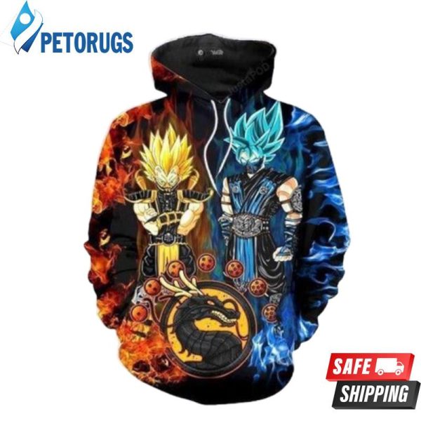 Songoku Sub Zero Vegeta Scorpion Dragon Ball Mortal Kombat 3D Hoodie