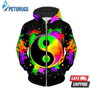 Splatter Yin Yang 2 Up 3D Hoodie