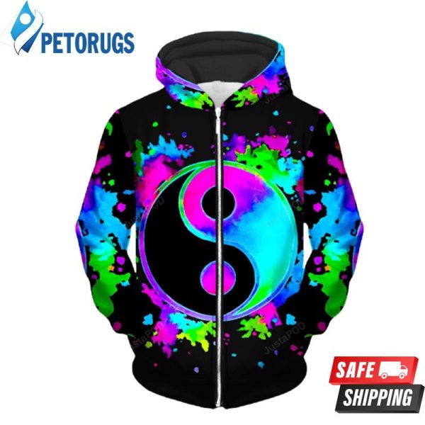 Splatter Yin Yang 3 Up 3D Hoodie