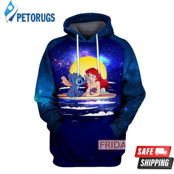 Stitch And Mermaid Princess 3D Hoodie