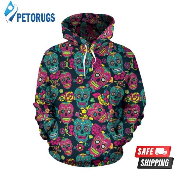 Sugar Skull Floral Themed 3D Hoodie