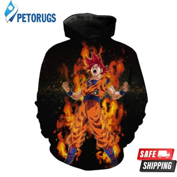 Super Saiyan God Goku Ragon Ball Super 3D Hoodie