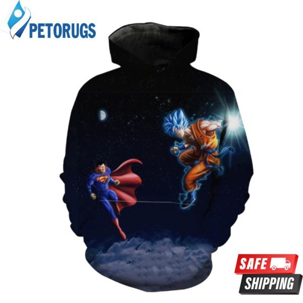 Superman Vs Goku Ragon Ball X Superman Cross 3D Hoodie