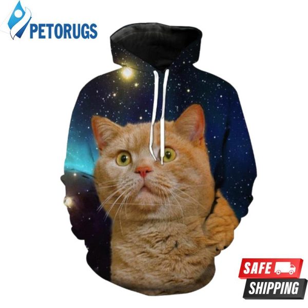 Surprised Cat Galaxy Shocked Cat Clothing 3D Hoodie