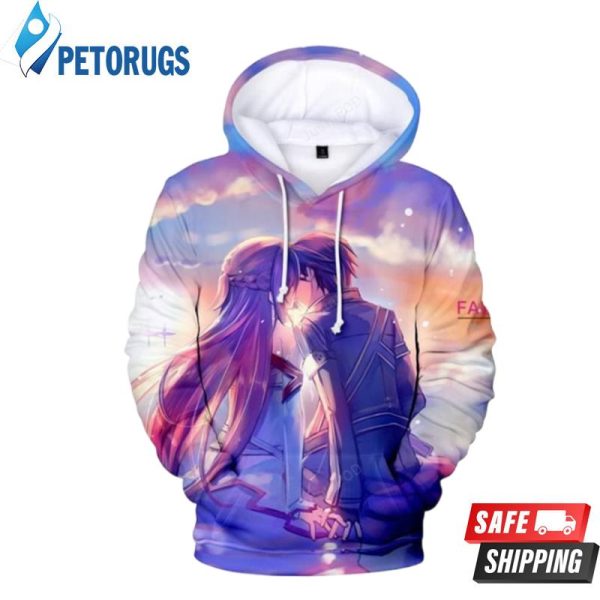 Swoword Art Online Kirigaya Kazuto Yuuki Asuna 3D Hoodie