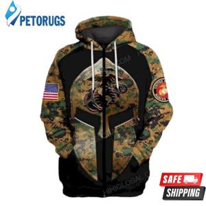 United State Marine Knight Green Camouflage Pattern 3D Hoodie