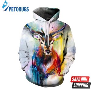 Vibrant Deer Oil Painting 3D Hoodie