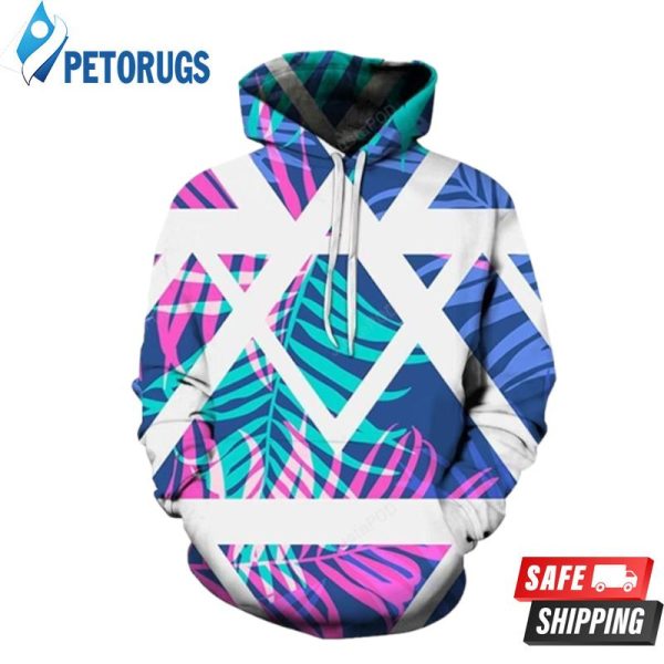 Vibrant Palm Leaves 3D Hoodie