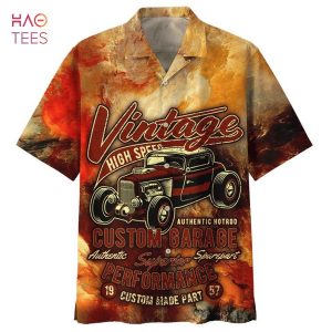 Vintage High Speed Authentic Hot Rod Custom Garage Perfomance Print Hawaiian Shirt