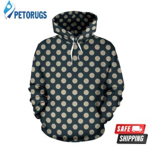 Vintage Navy Blue White Polka Dot Pattern 3D Hoodie