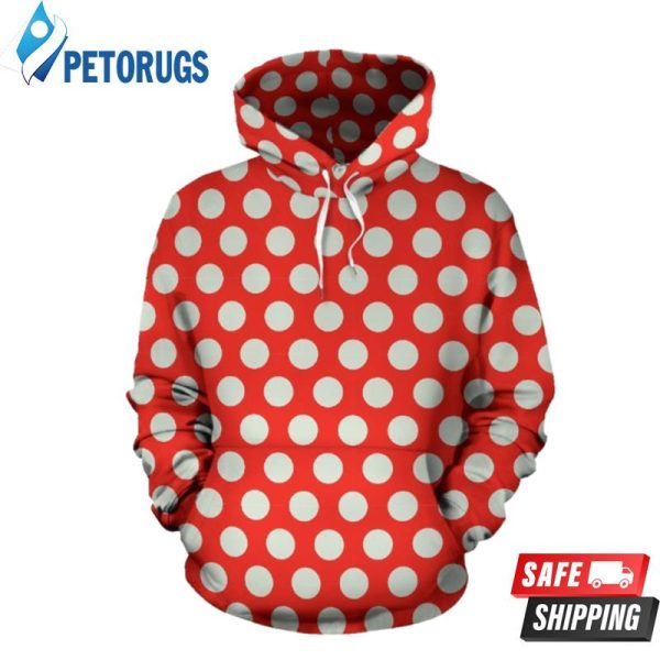 Vintage Red White Polka Dot Pattern 3D Hoodie