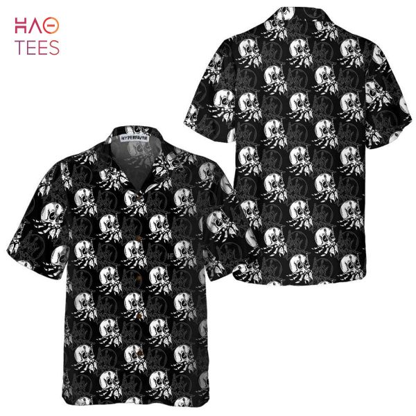 Vintage Style Skull Shell Hermit Crab Seamless Pattern Hawaiian Shirt