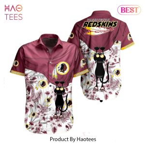 Washington Redskins NFL Hawaiian Shirt Black Cat Graphic 3D Printed Hawaii Shirt Short Fan Ever