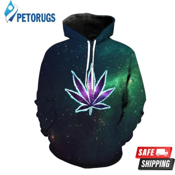 Weed Leaf In Space 3D Hoodie