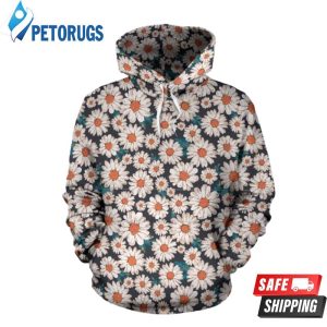 White Cute Daisy Pattern 3D Hoodie