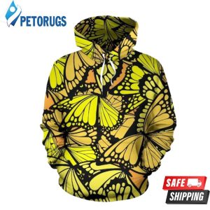 Yellow Monarch Butterfly Pattern 3D Hoodie