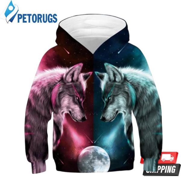 Youth Cute Couple Wolf Animal Galaxy 3D Hoodie