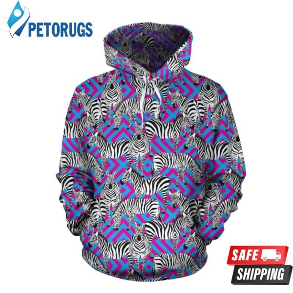 Zebra Neon Pattern 3D Hoodie